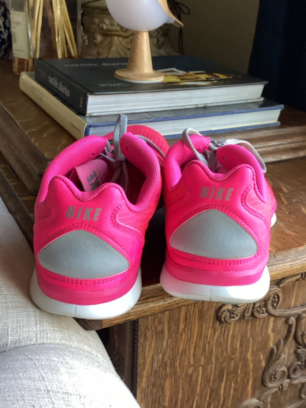 Nike Bright Pink Women’s Athletic Sneakers with Silver Swoosh - Picture 2 of 6